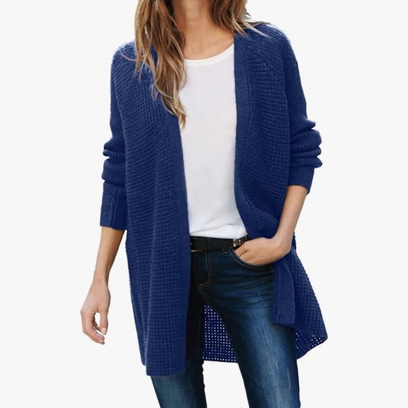 ellos Women's Plus Open Front Waffle Cardigan Oversized Lightweight Sweater M - Picture 1 of 5